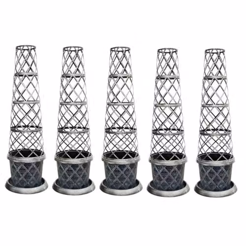 Garden Gear Black and Pewter Tower Pot Climbing Plant Support Frame, Height: 130 cm