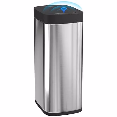 HOMCOM 50L Automatic Sensor Bin, Touchless Battery Operated Kitchen Bin, Silver Tone, H 68.0 cm x W 35.5 cm x D 26.5 cm