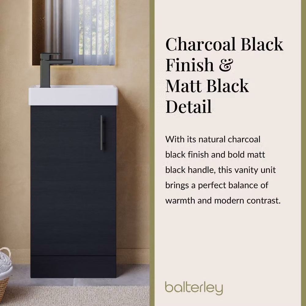 Balterley Freestanding Floor Standing Vanity Basin in Anthracite and Matt Black, Width: 40 cm – 4