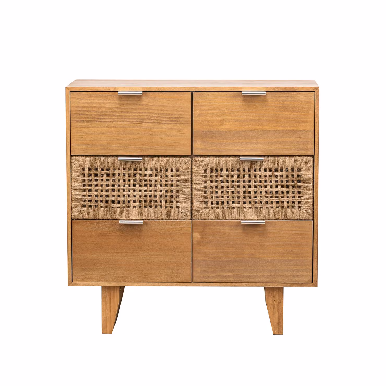 Nordlys Scandinavian Brown Wooden Chest of Drawers with Rattan and Metal Details – 2
