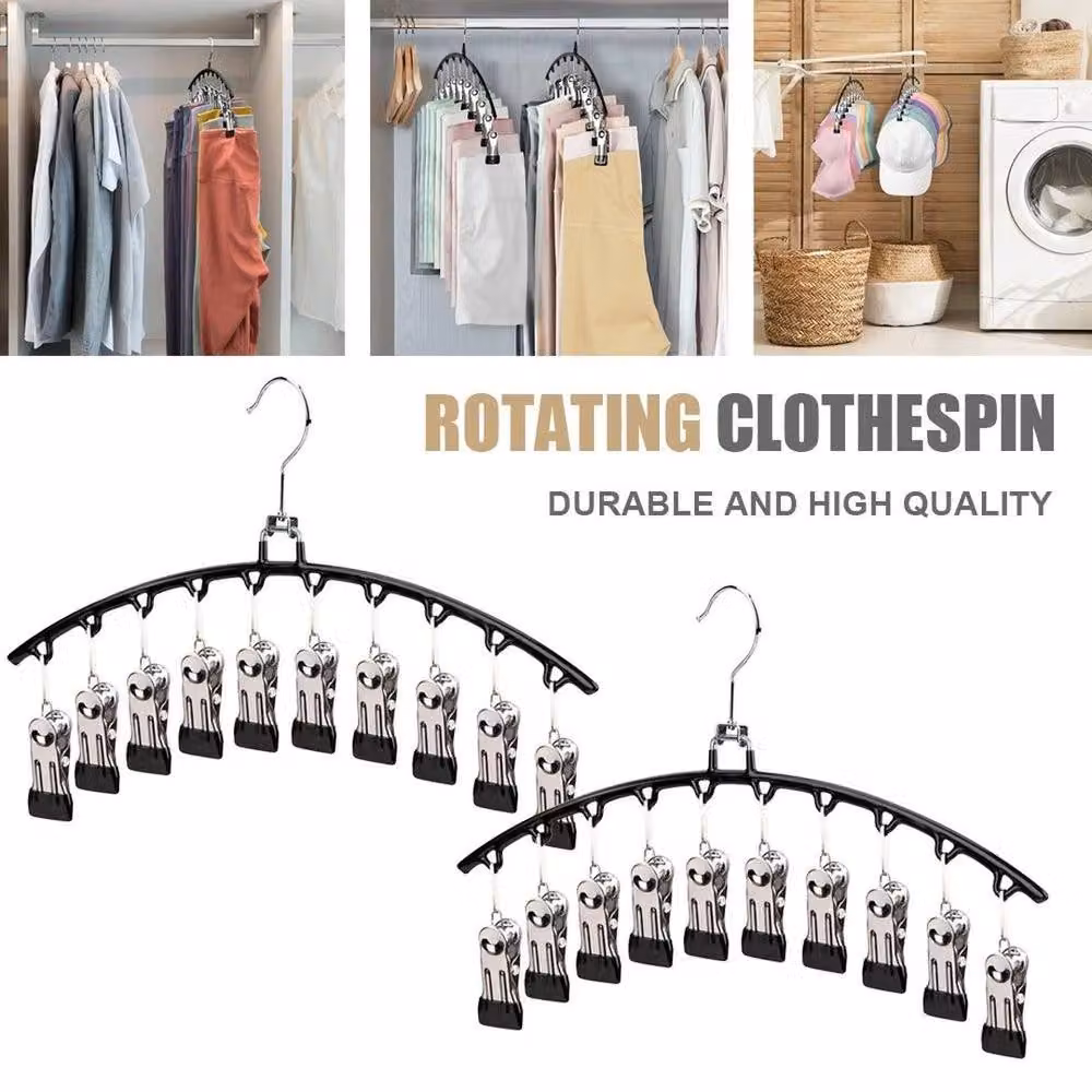 FORGEVIO 2-Pack Non-Slip Metal Clothes Hangers with 10 Clips in Black, Width: 50 cm – 2
