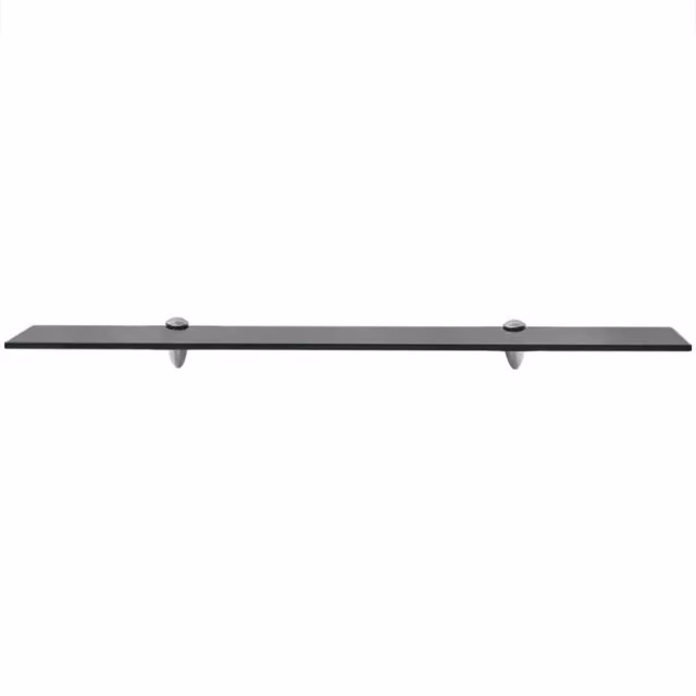 Berkfield Home Modern Black Glass Floating Shelves, 2 Pack, W: 80 cm, D: 20 cm