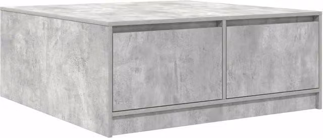 Berkfield Home Coffee Table with Drawers in Concrete Grey W/D/H: 100 x 100 x 40 cm