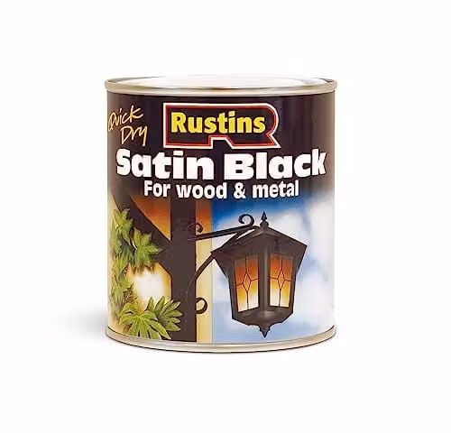 Rustins Quick Drying Satin Black Water Based Paint 500ml – 1