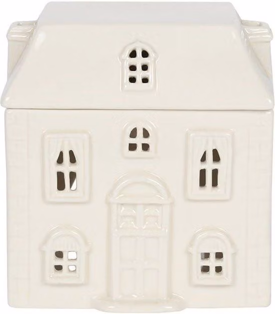 KDMD White Ceramic House Tealight Oil Burner