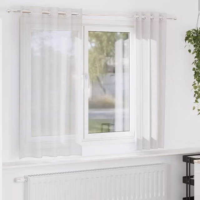 Berkfield Home White Voile Fabric Panel Curtains with Eyelets, 2 Pack, W: 140 cm, H: 175 cm