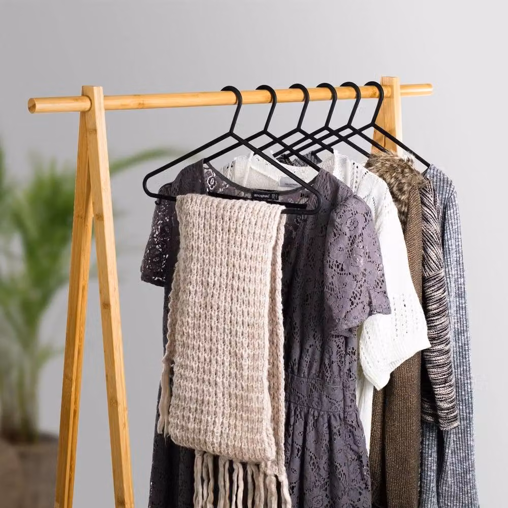 EONLION 50 Pack Heavy Duty Black Coated Steel Space Saving Coat Hangers, Width: 50 cm – 3