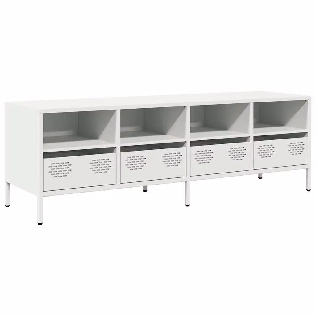 Berkfield Home Industrial White Metal TV Cabinet, W: 135 cm, D: 39 cm, H: 43.5 cm – 2