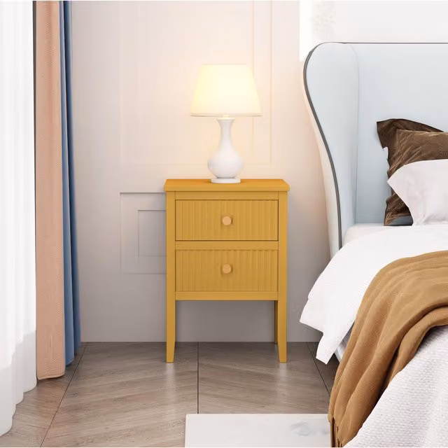 Cabinet Bits Bellaria 2 Drawer Bedside Table in Yellow