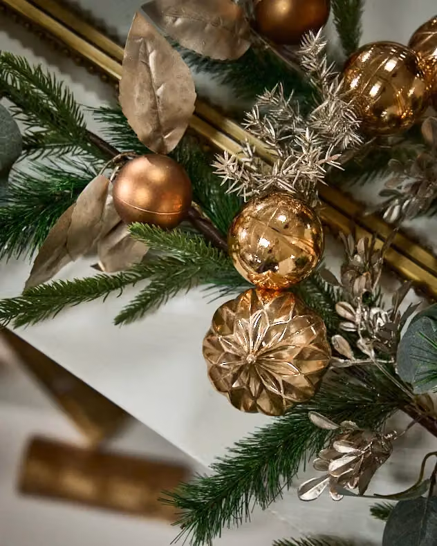 Dibor Metallic Magic Bauble Christmas Table Decoration Garland, 1.8m, in Copper, Gold, Green and Silver – 4