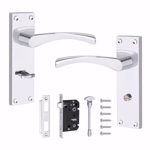 Golden Grace Astrid Scroll Bathroom Door Handles in Silver Polished Chrome
