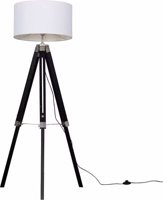 ValueLights Clipper Black Floor Lamp with E27 LED Bulb Compatibility