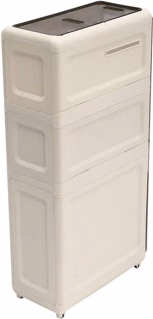 Kelvenix Rolling Narrow Slim White Bathroom Storage Cabinet