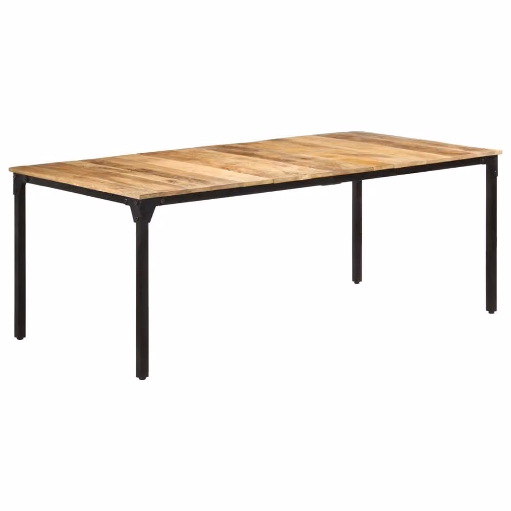 Berkfield Home Rustic Rectangular Dining Table in Brown Rough Mango Wood, W/D/H: 200 x 100 x 76 cm – 1