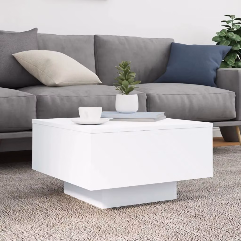 Berkfield Home Modern White Square Coffee Table, W/D/H: 55 x 55 x 31 cm – 3