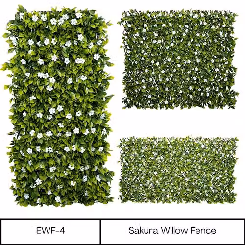 Ark Mat Expanding Wooden Trellis Artificial Hedge Privacy Screen in Green and Multicolour, W: 200 cm, H: 100 cm – 3