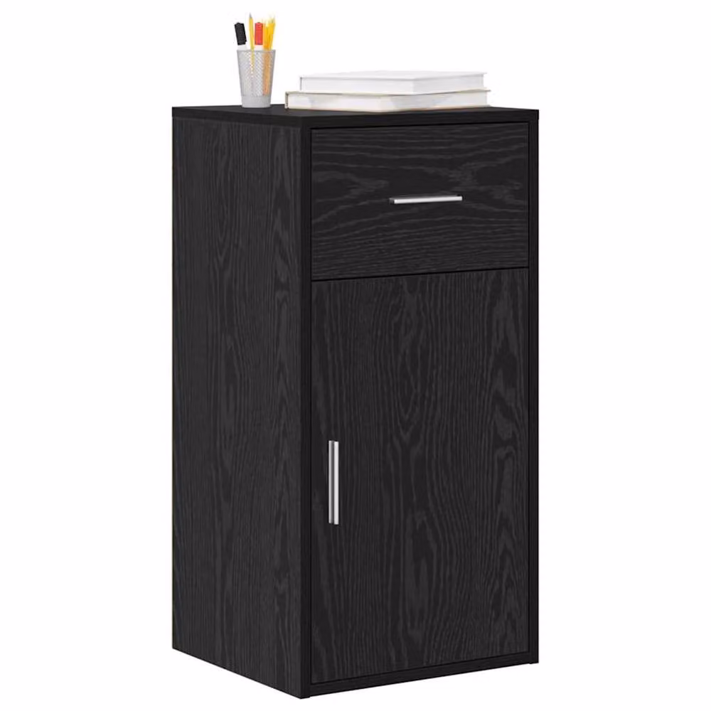 Berkfield Home Black Oak Storage Cabinet with Hinged Doors and Internal Drawers and Shelves in Black Oak Veneer and MDF – 3