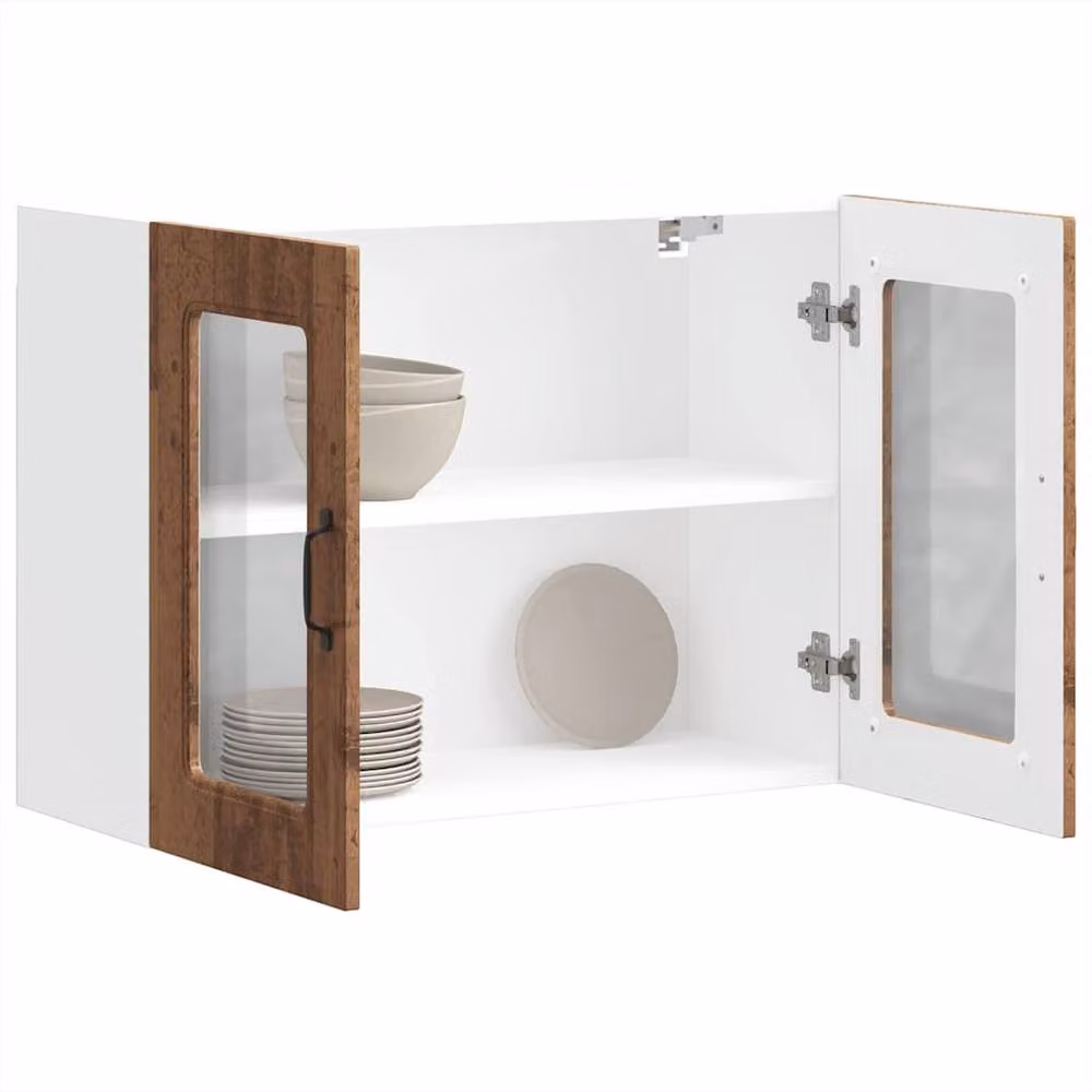 Berkfield Home Kalmar Wall Mounted Kitchen Cabinet with Glass Doors in Brown – 4