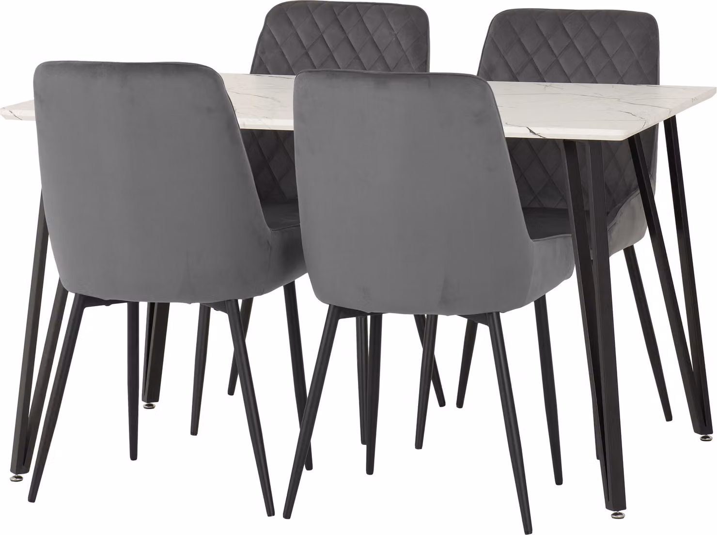 Seconique Marlow & Avery Modern Rectangular Marble Dining Set in Grey – 2