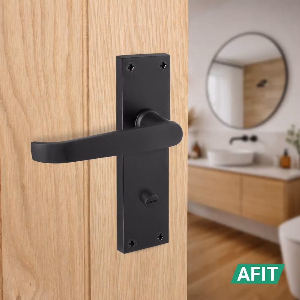 AFIT Matt Black Bathroom Door Handles with Backplate, 1 Pair, W/H: 15.0 x 15.0 cm – 4