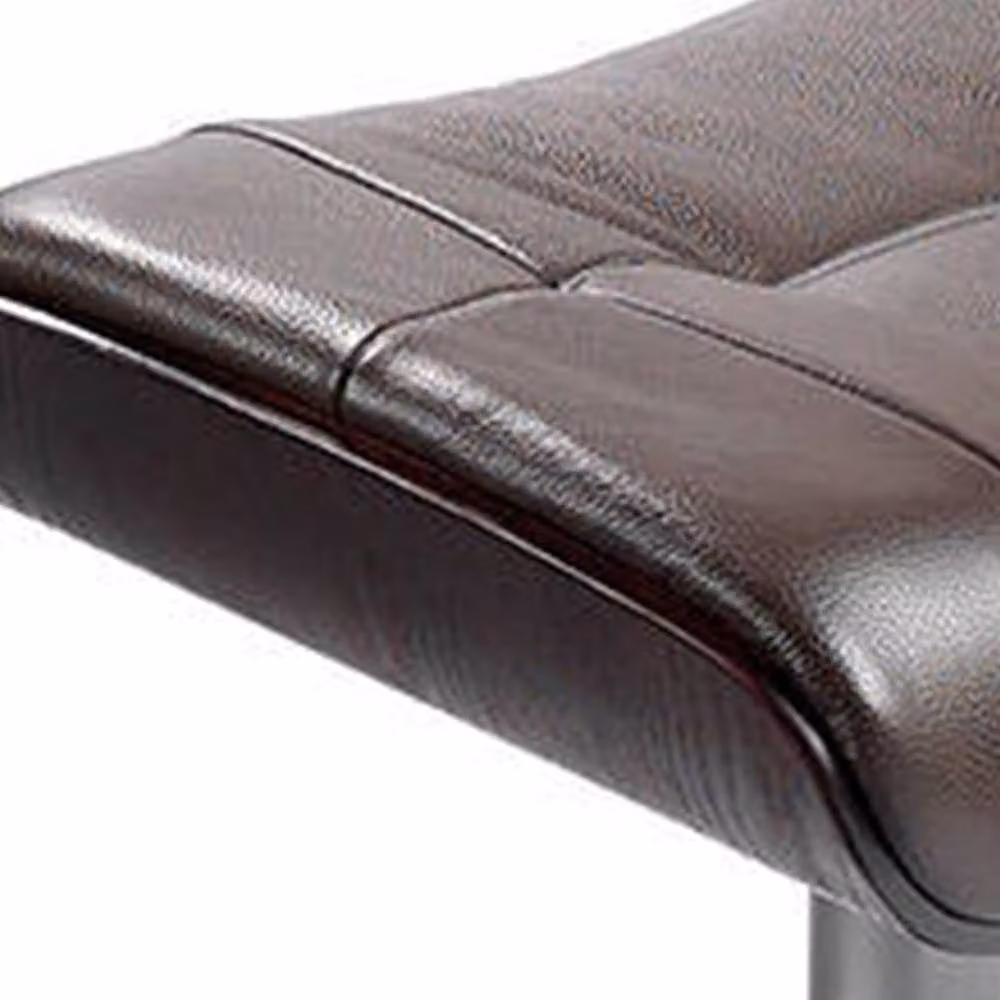 Angel Cerda Chocolate Brown Leather Ottoman with Black Metal Frame, W/D/H: 39 x 52 x 40 cm – 4