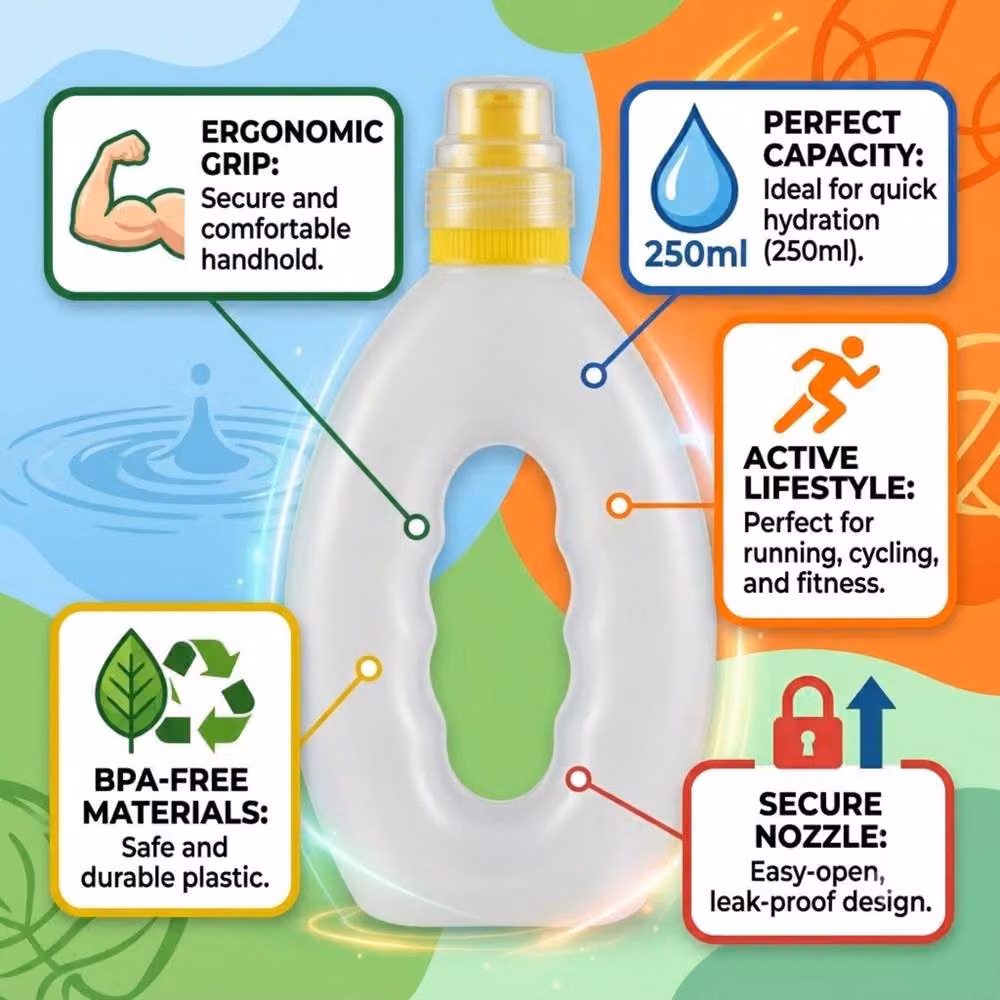 Bedsland Joggers Grip Sports Hydration Water Bottle for Running, 250ml, Clear – 2