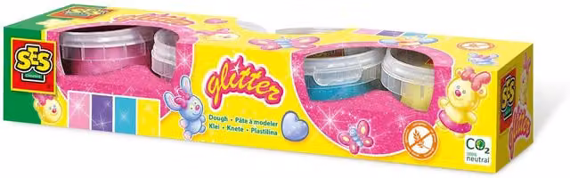 SES Multicolour Dough Glitter Modeling Clay 4 x 90g
