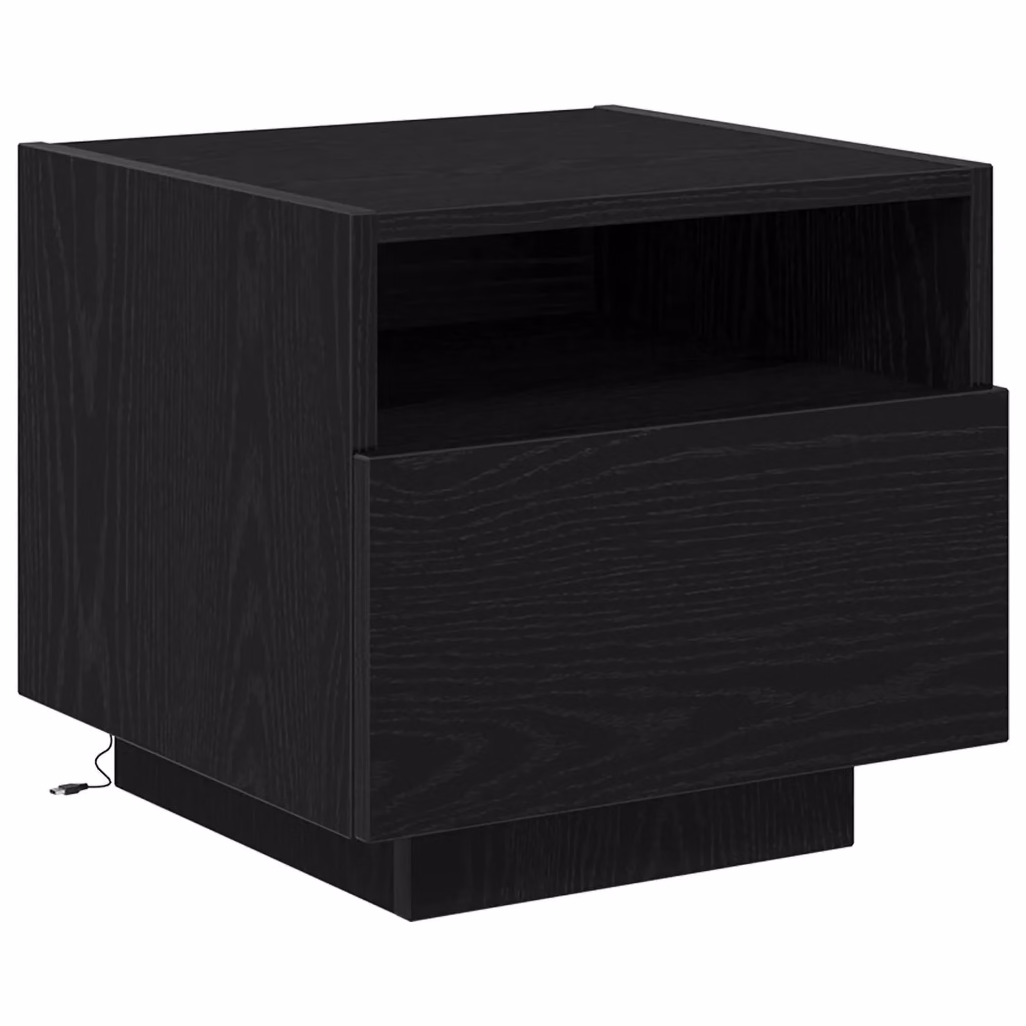 Berkfield Home Black Oak Bedside Cabinet with Integrated LED Lights W: 40 cm, D: 39 cm, H: 37 cm – 2