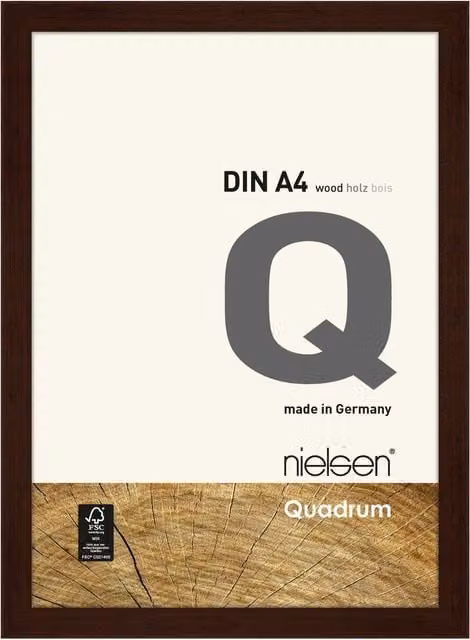 Nielsen Design Quadrum A4 Wooden Picture Frame with Protective Glass Front in Dark Brown – 1