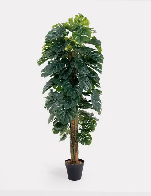 Blooming Artificial 6ft Monstera Plant on Pole, Green