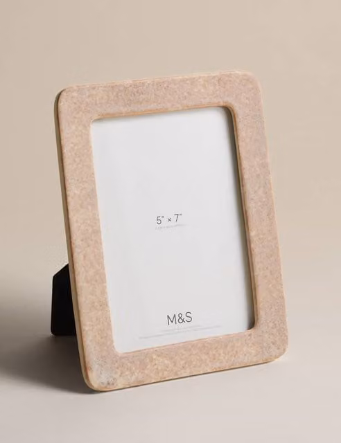 M&S Ceramic Rectangular Single Tabletop Photo Frame, Brown, 13 x 18 cm