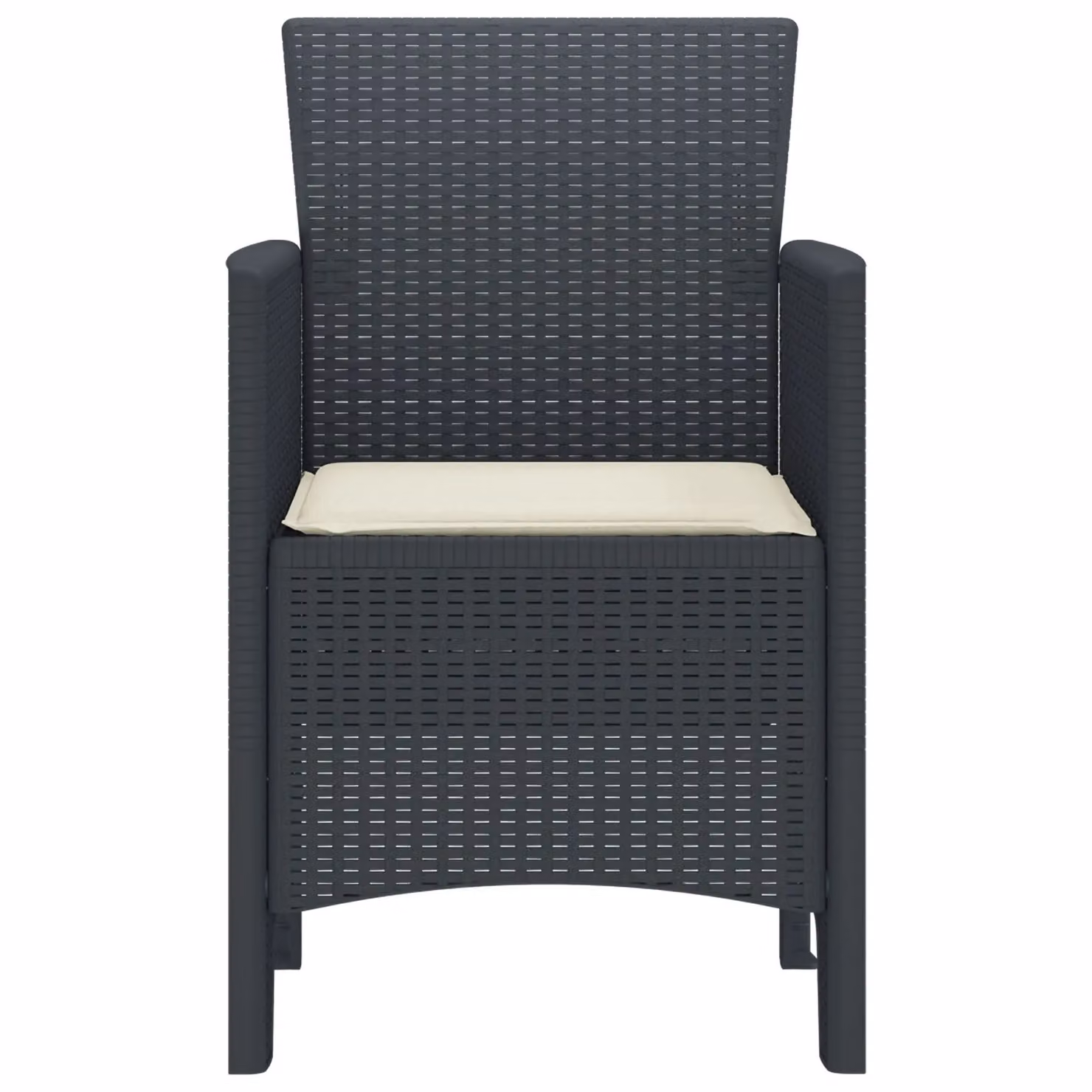 Berkfield Home Modern Geometric Garden Chair Set of 2 in Anthracite and White Plastic Rattan – 5