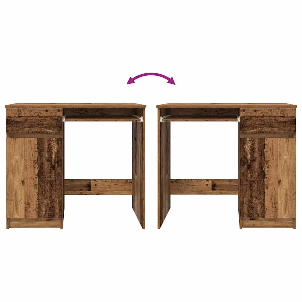 Berkfield Writing Desk in Brown Old Wood, W/D/H: 86 x 49 x 76 cm – 6
