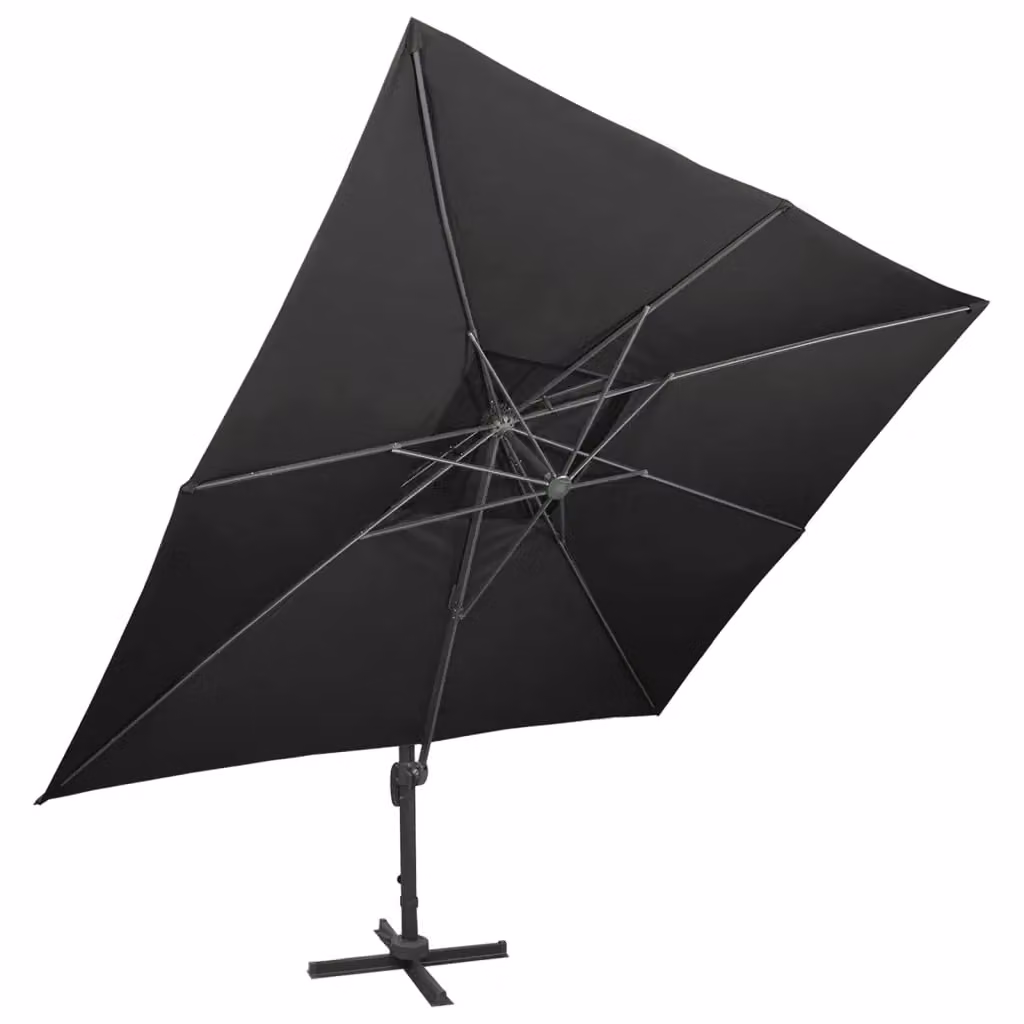 Berkfield Home Cantilever Garden Parasol with Double Top in Black, W: 400 cm, D: 300 cm, H: 274 cm – 2
