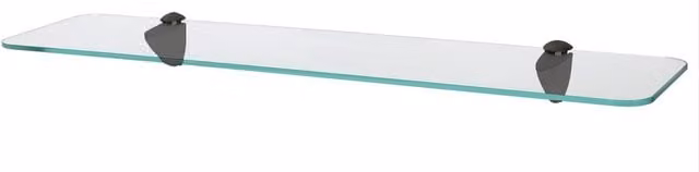 Harbour Housewares Modern Black and Transparent Rounded Floating Glass Wall Mounted Shelves, Width: 60 cm