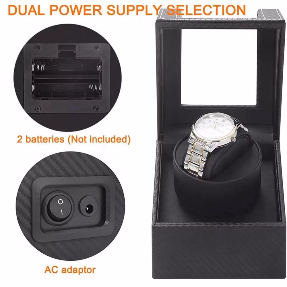 Nordara Automatic Watch Winder Display Case Rotating Storage Organizer in Black – 5