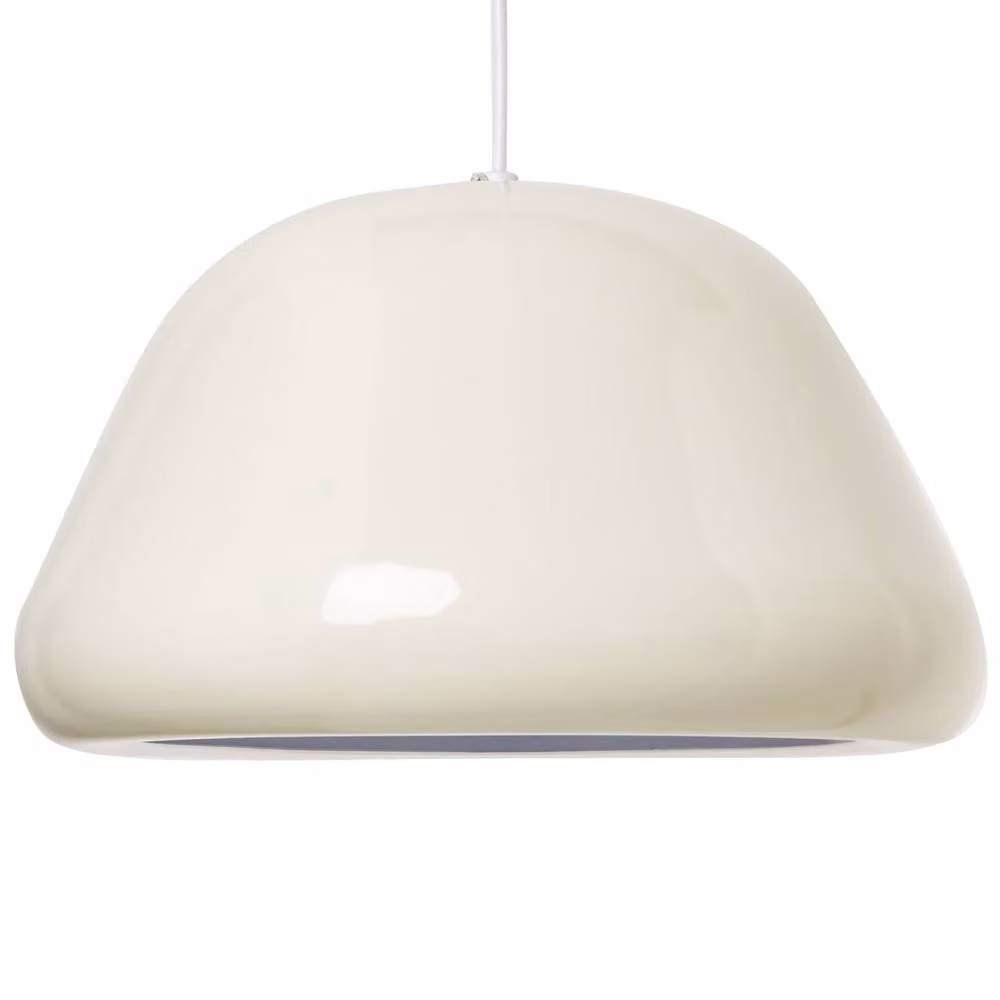 Wyld and Coco Vintage Beige Round Metal and Glass Suspended Pendant Lamp – 2