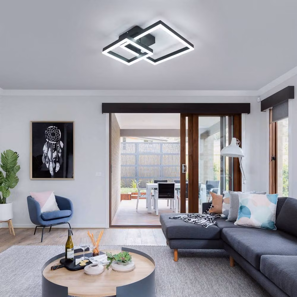 COMELY Modern Square LED Ceiling Light, 36W, 6500K Cool White, Black – 2