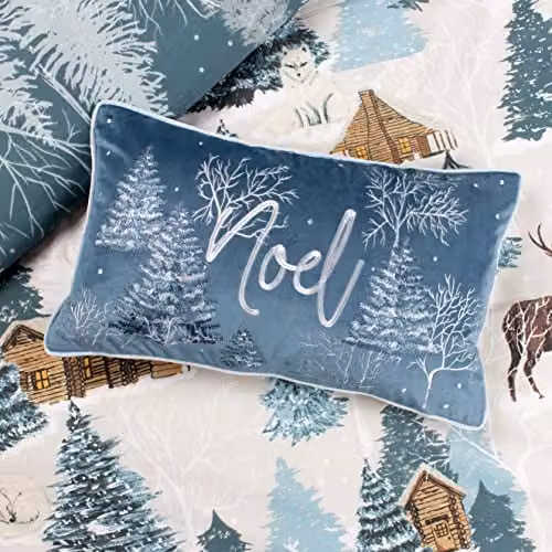 Furn Arcticus Noel Blue Velvet Rectangular Cushion W/D/H: 50 x 30 x 1 cm – 3