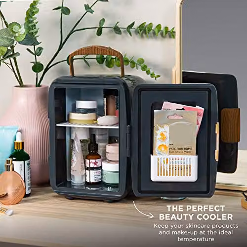 Russell Hobbs RH4CLR1001SCG 4L Mini Portable Cooler and Warmer for Drinks and Cosmetics, Grey and Wood Effect – 5