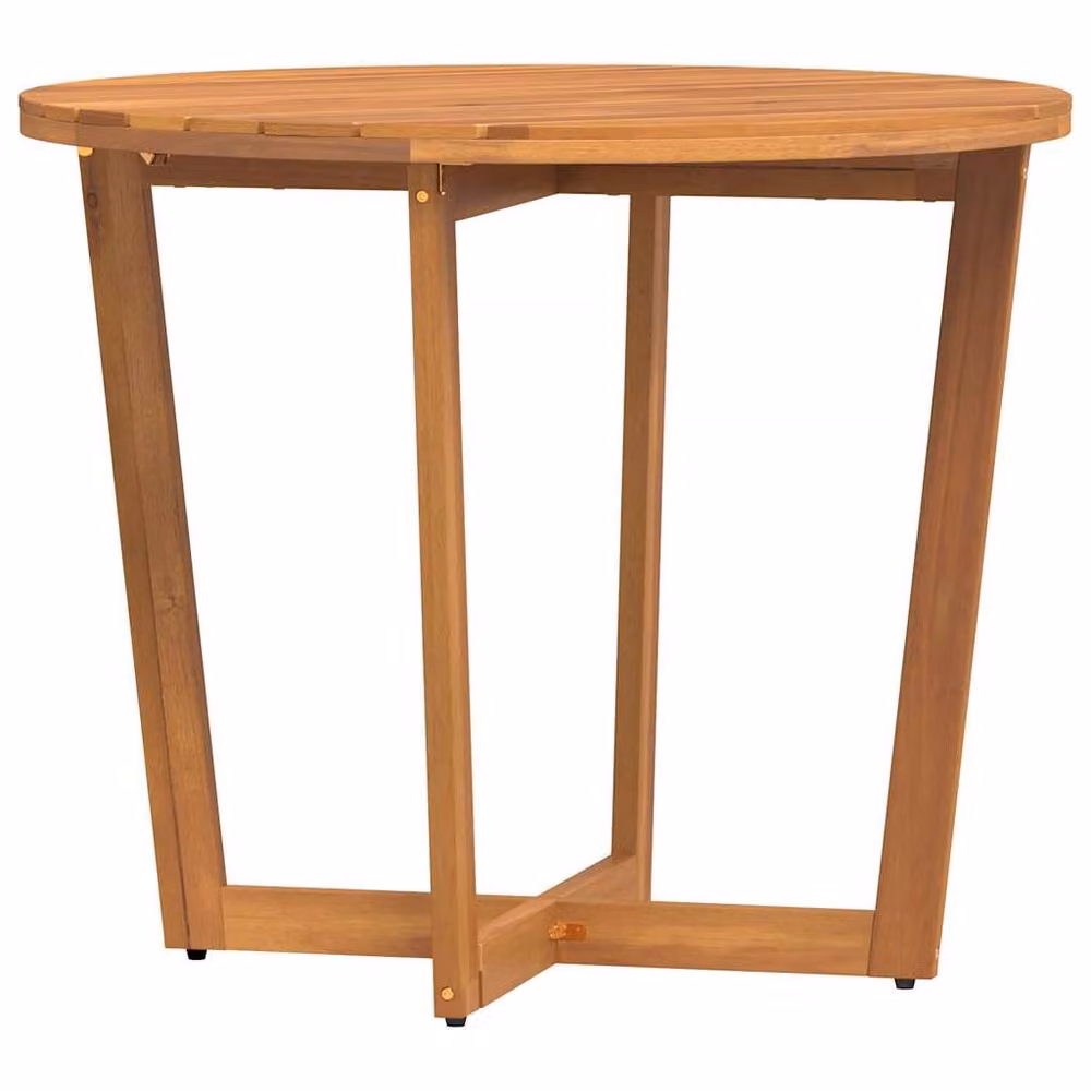 Berkfield Home Beautiful Garden Dining Table, Round Solid Acacia Wood in Brown, Diameter: 90 cm, Height: 75 cm – 2