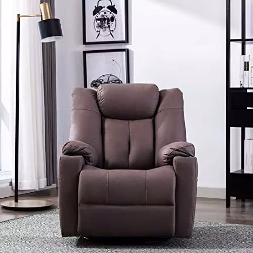 More4Homes Afton Brown Fabric Recliner Rocking Swivel Lounge Chair – 3
