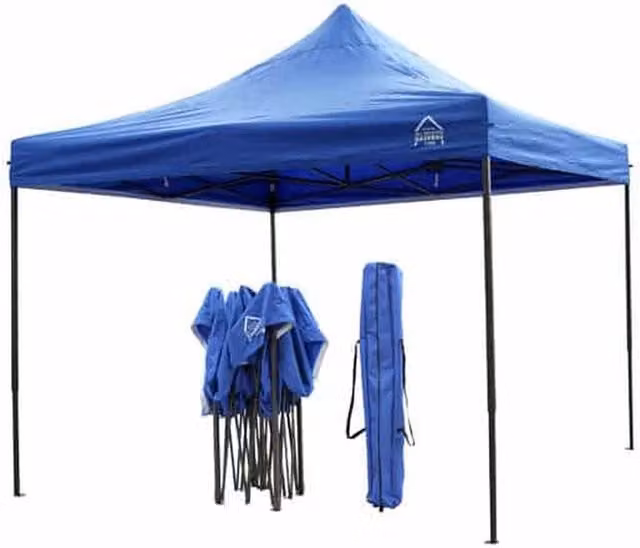All Seasons 3x3 m Pop Up Gazebo in White and Royal Blue with Steel Frame