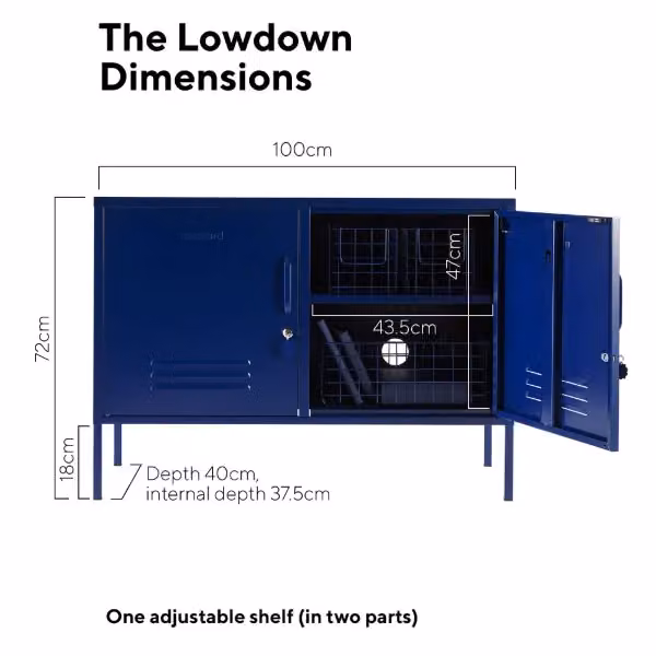 Mustard Made The Lowdown Freestanding Metal Storage Locker in Lilac, W/D/H: 100 x 40 x 72 cm – 2