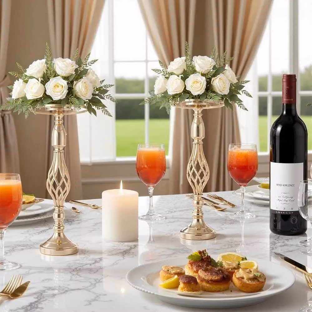 Nordara 10-Piece Gold Metal Tall Vase Stand Set for Modern Wedding Centerpieces, Height: 52 cm – 4