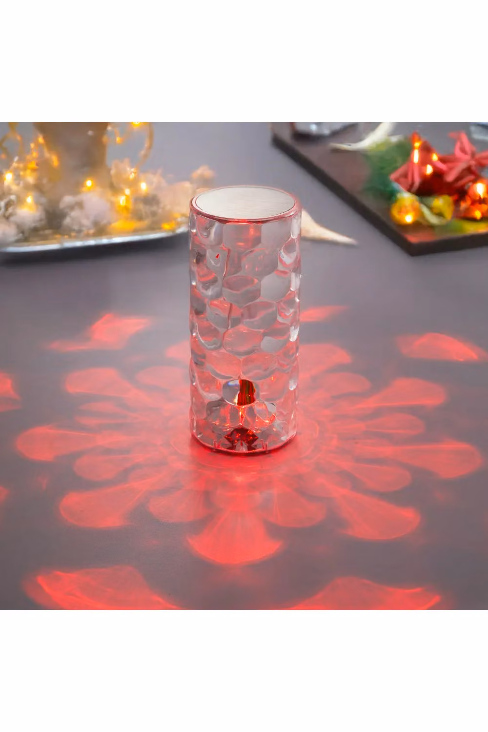 H&O Direct Crystal Diamond RGB LED Table Lamp with Remote Control, Transparent and Multicolour, W/D/H: 18.0 x 8.0 x 8.0 cm – 2