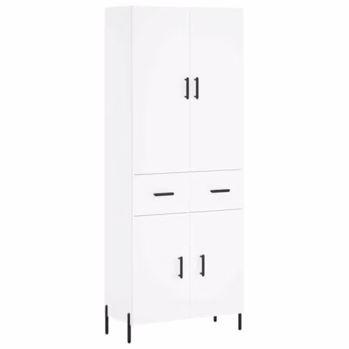 vidaXL Modern White Highboard with Hinged Doors and Internal Shelves, W/D/H: 69.5 x 34.0 x 180.0 cm – 1