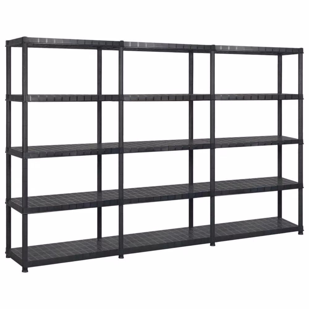 Berkfield Home 5-Tier Plastic Storage Shelf, Black, W/D/H: 255 x 40 x 185 cm – 2