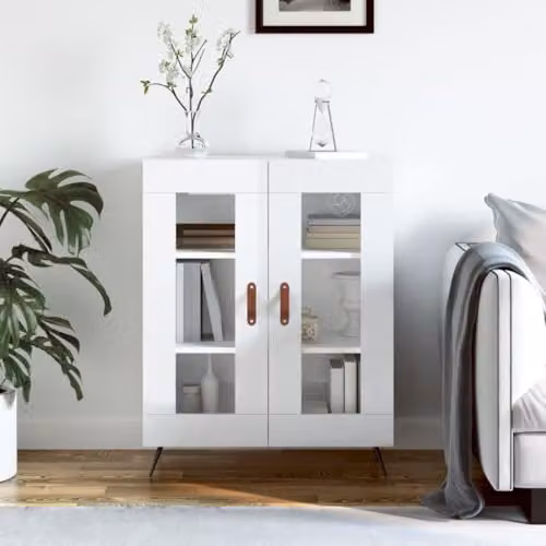 vidaXL Modern High Gloss White Sideboard, W/D/H: 69.5 x 34.0 x 90.0 cm – 2