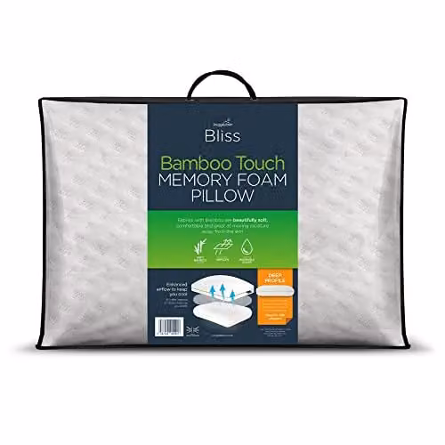 Snuggledown Bamboo Memory Foam Orthopedic Pillow with Firm Support for Side Sleepers, White, W/H: 64 x 38 cm